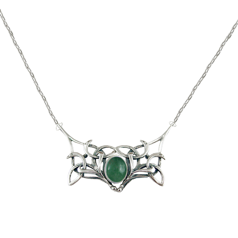 Sterling Silver Celtic Necklace from "The Book Of Kells" with Jade